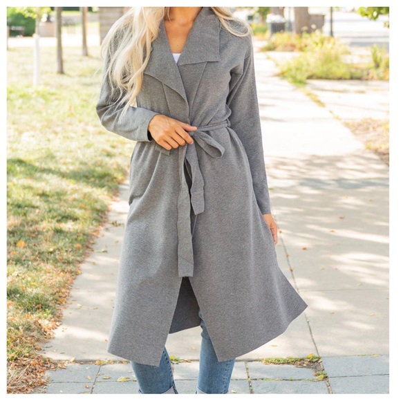 17 Boho Fabulous Ribbed Knit Wide Collar Knit Wrap/Coat - Picture 2 of 6